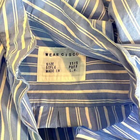 Wear Cisco The Puff Shirt Size XS Blue Striped Long Sleeve Popover Cotton - Picture 6 of 7
